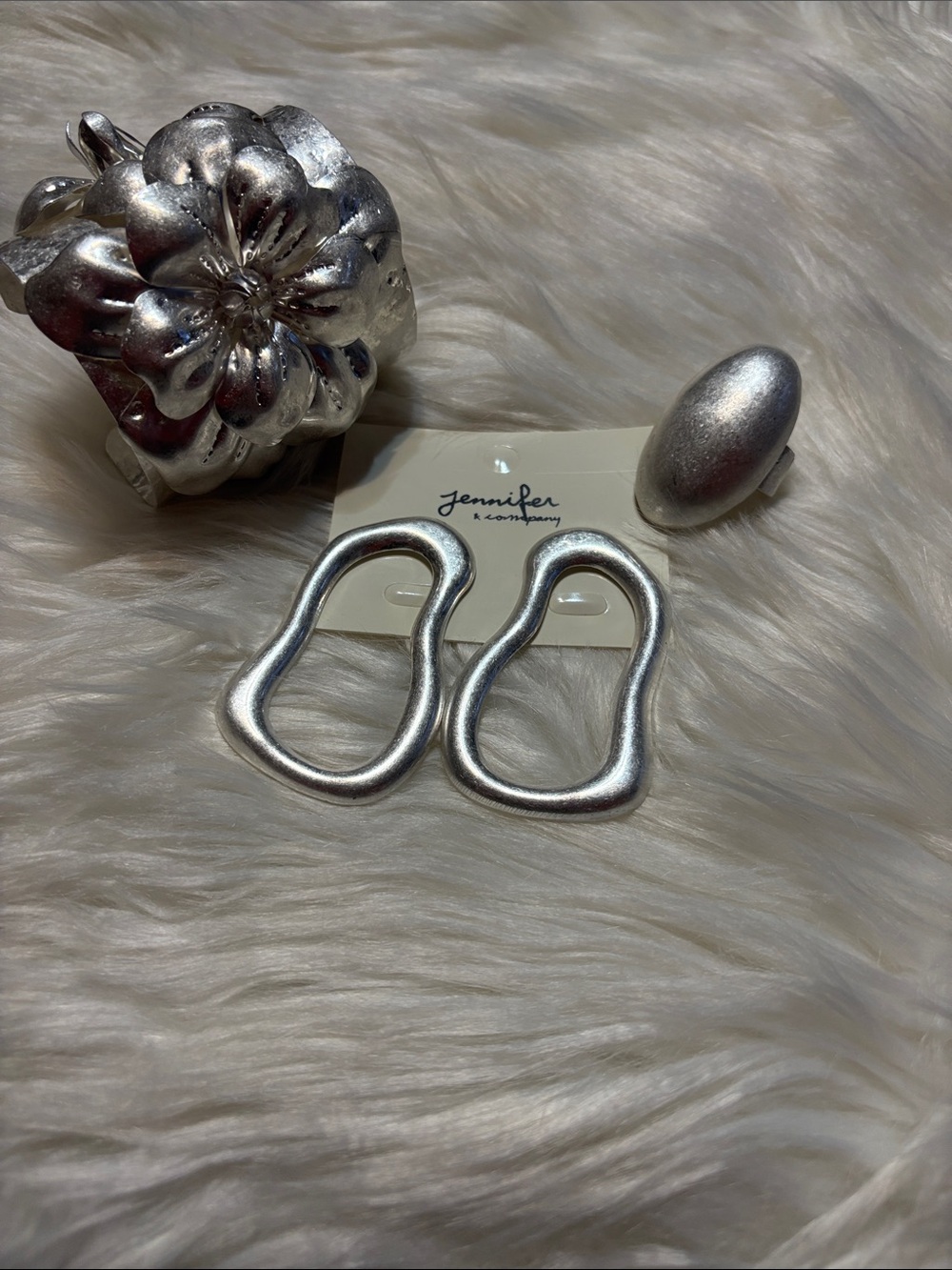 Silver Organic Loop Earrings